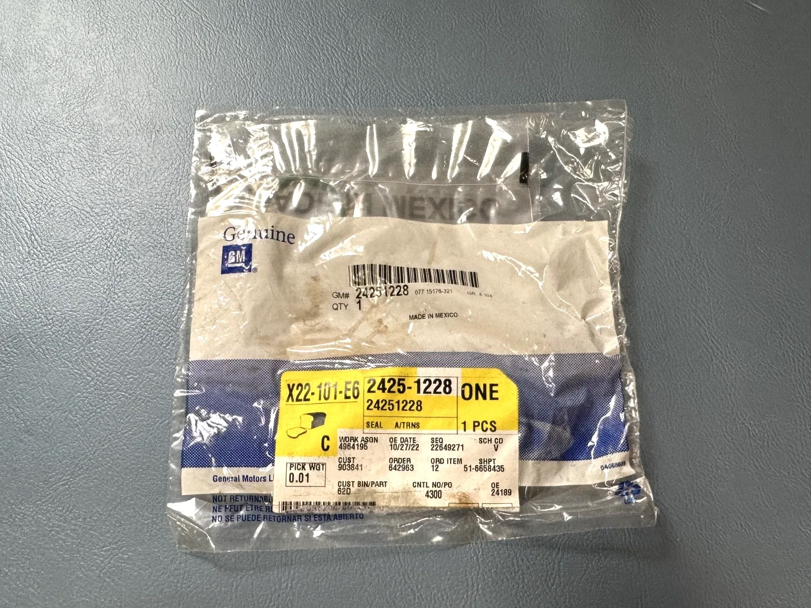 2010-2011 Cadillac STS 4.6L GM OEM Trans Case Seal O-Ring 24251228