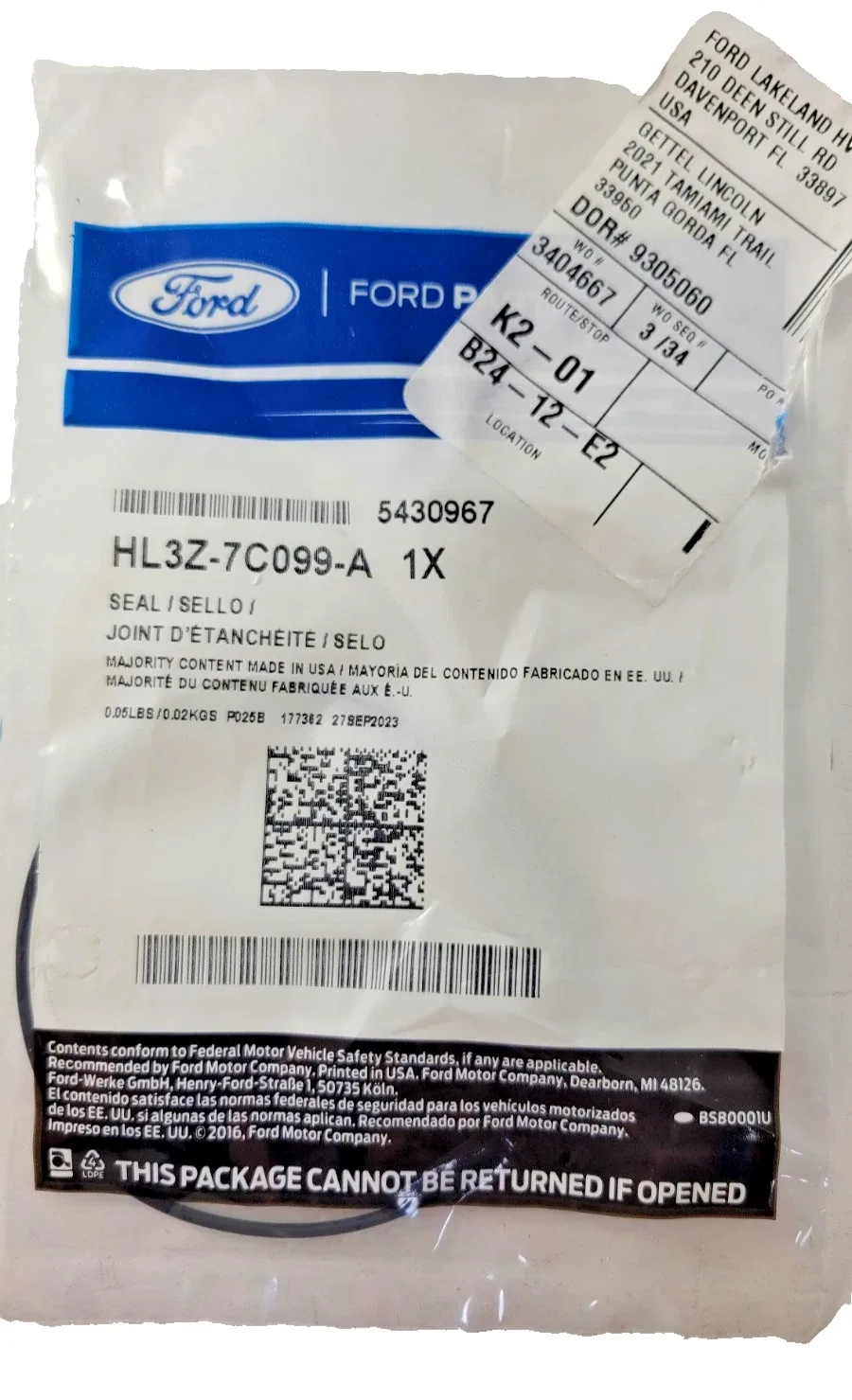 Ford / Lincoln HL3Z-7C099-A Transmission Direct Clutch Seal