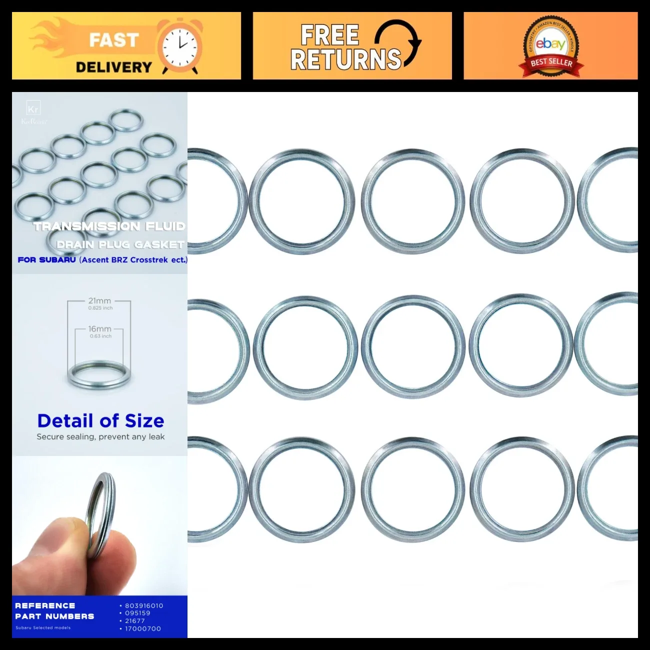 15pc 16mm Transmission Drain Plug Crush Washer Sealing Rings ODPG-803
