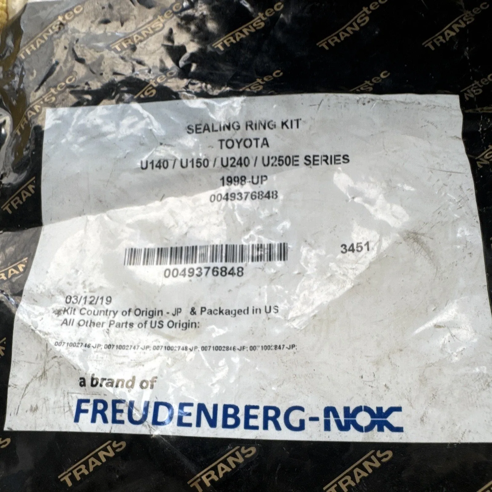 1998-up Toyota/Lexus transmission seal kit U140 U150 U240 U250E - FREUDENBERG-NOK 0049376848 image 3