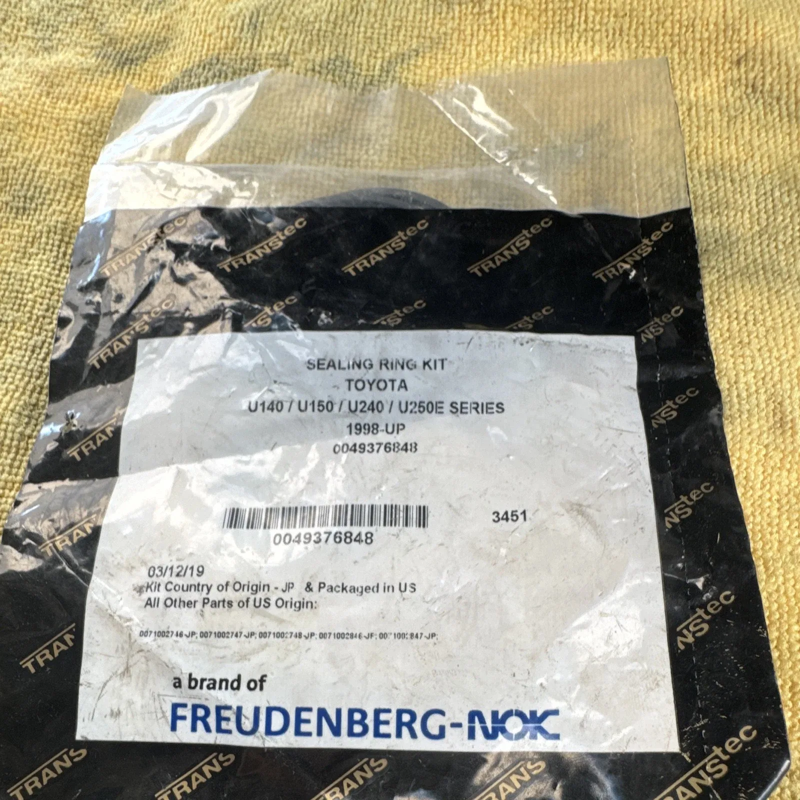 1998-up Toyota/Lexus transmission seal kit U140 U150 U240 U250E - FREUDENBERG-NOK 0049376848