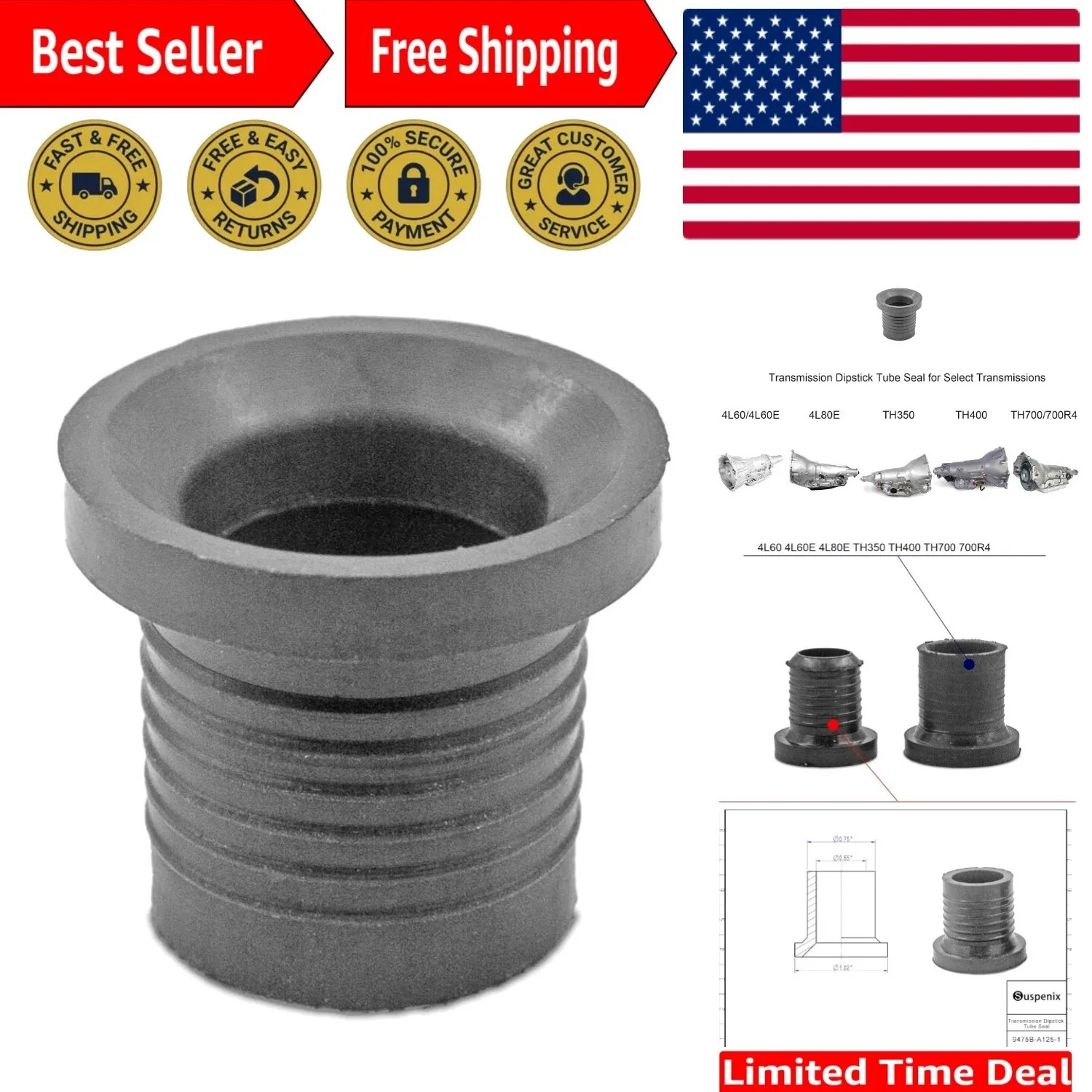 Transmission Dipstick Tube Seal Grommet for 4L60 - Unbranded