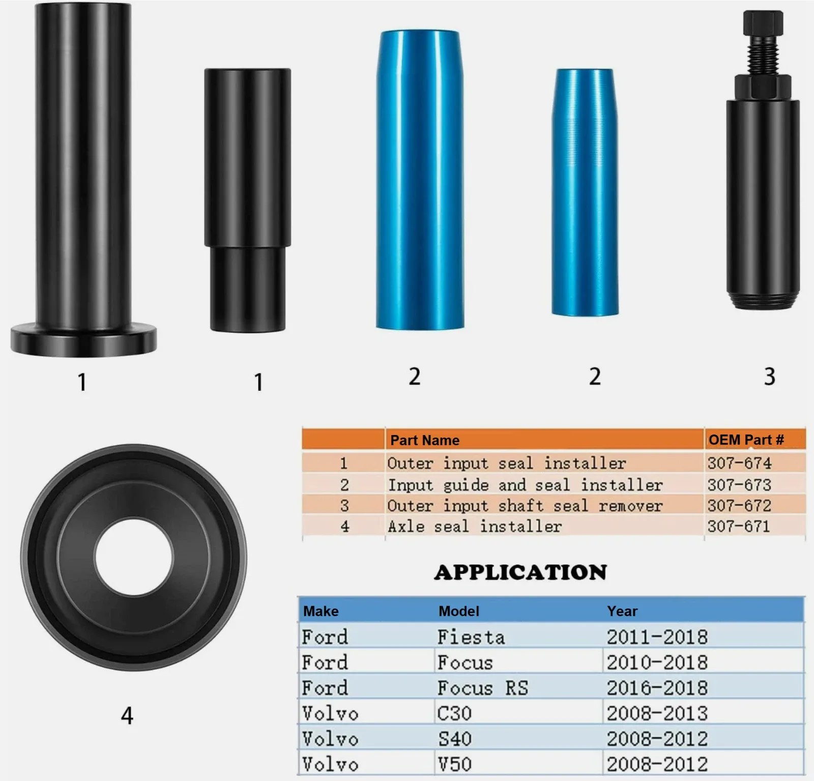 Dual Clutch Transmission Oil Seal Removal/Installer Tool MMZ324-2 for Volvo S40 V50 C30 & Ford DPS6 image 3