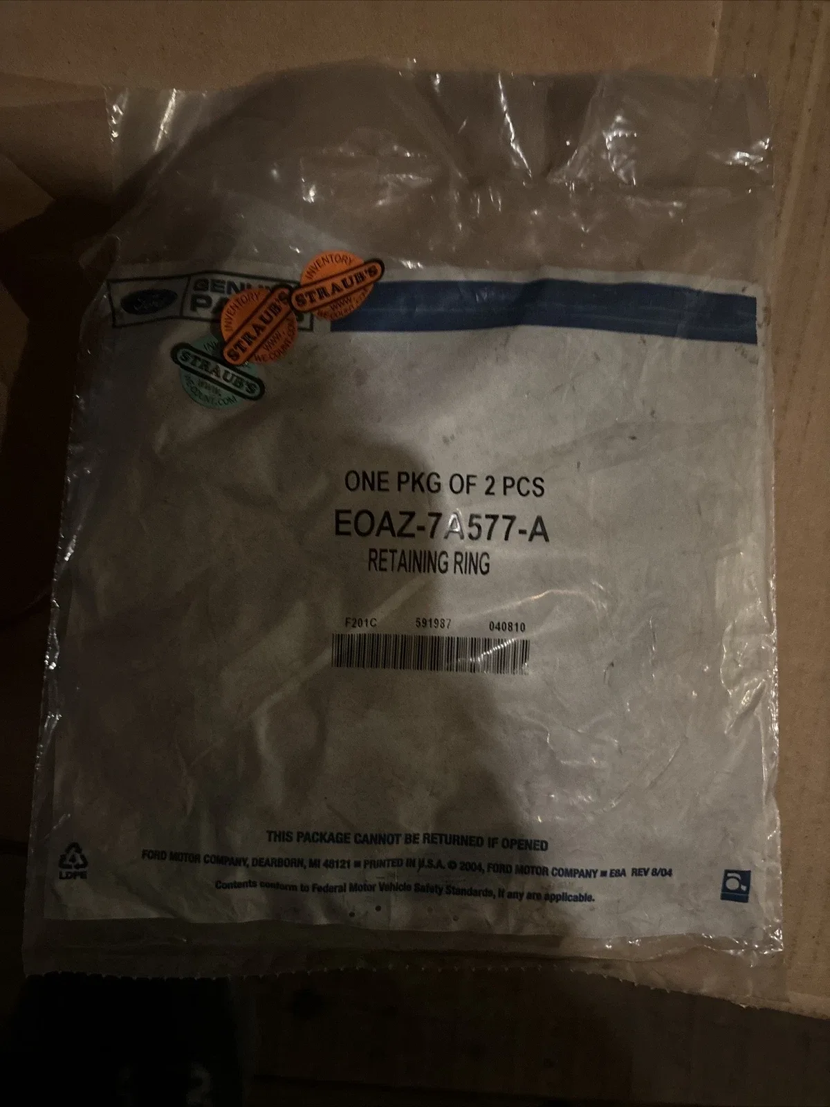 EOAZ 7A577 A Reverse Clutch Pressure Plate Snap Ring