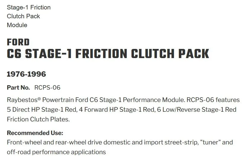 1976-1996 Ford C6 Transmission Clutch Pack Raybestos RCPS-06 image 3