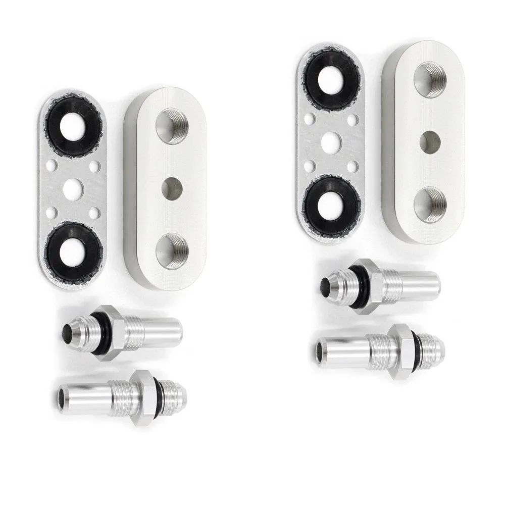 2x Transmission Cooler Line Adapter Plate for 6L80E / 6L90E / 8L90E with -6AN Fittings