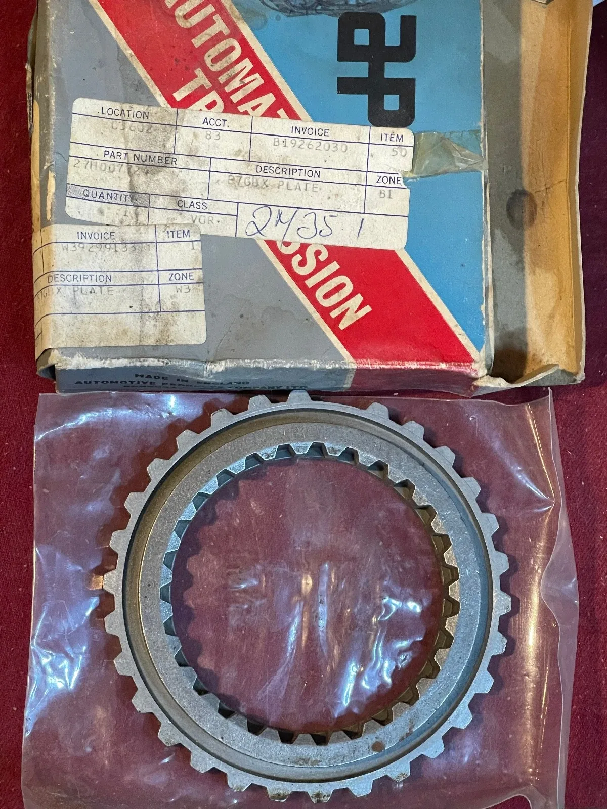 Austin Rover Mini Minimatic Automatic Clutch End Plate MPN 27H7724