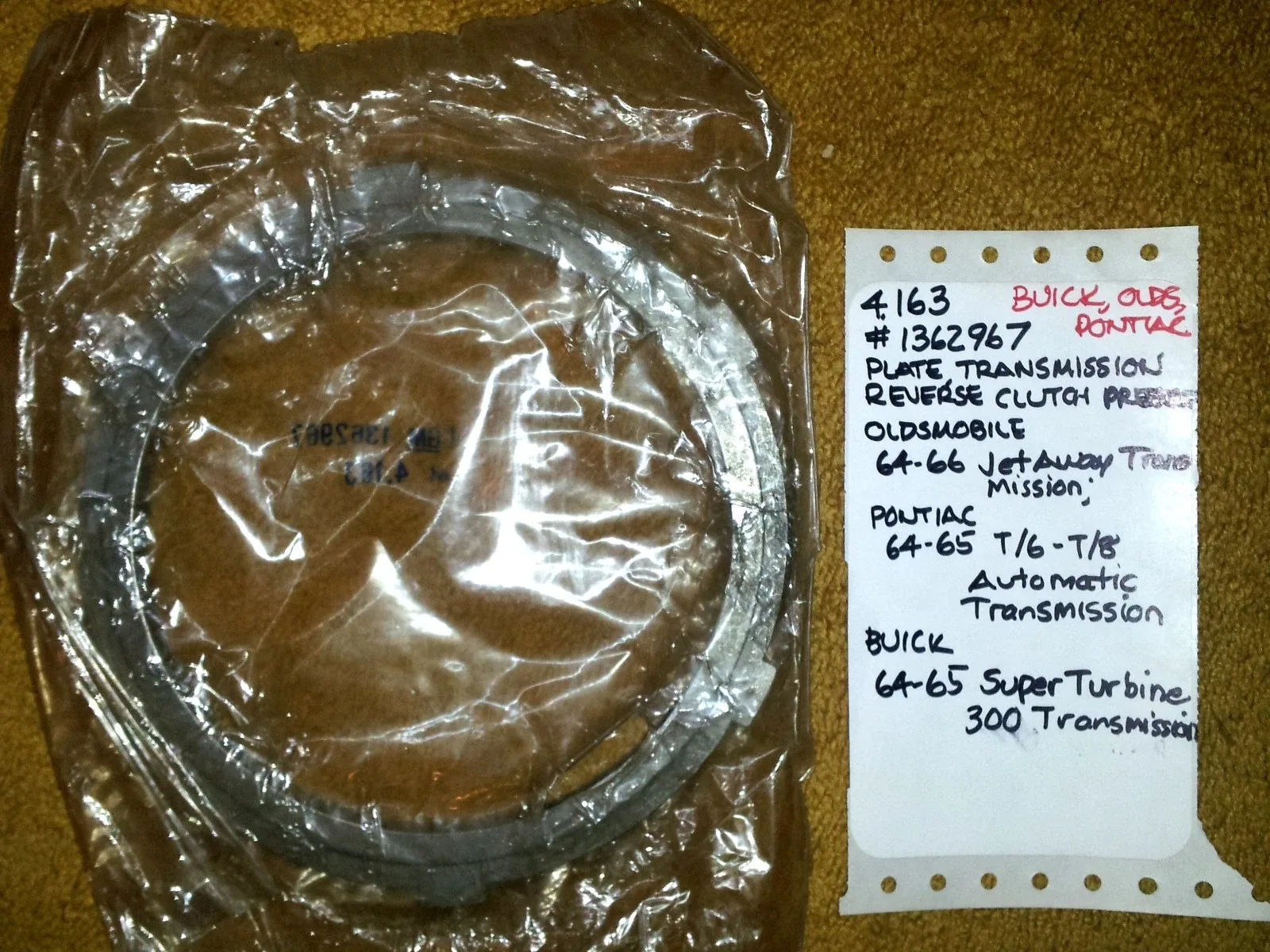 1964-66 Buick/Olds/Pont Turbo Hydramatic Reverse Clutch Plate MPN 1362967 image 2