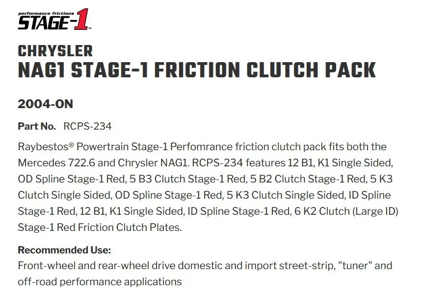 2004-ON Chrysler NAG1 Friction Clutch Pack RCPS-234 - Raybestos image 2