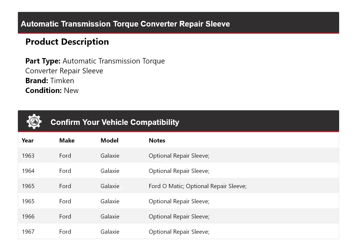 1963-1967 Ford Galaxie Automatic Torque Converter Repair Sleeve Timken 738ML38 image 2