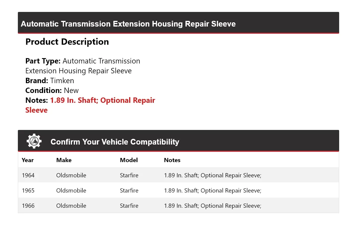 1964-1966 Oldsmobile Starfire Automatic Transmission Extension Housing Repair Sleeve - Timken 589DN20 image 2