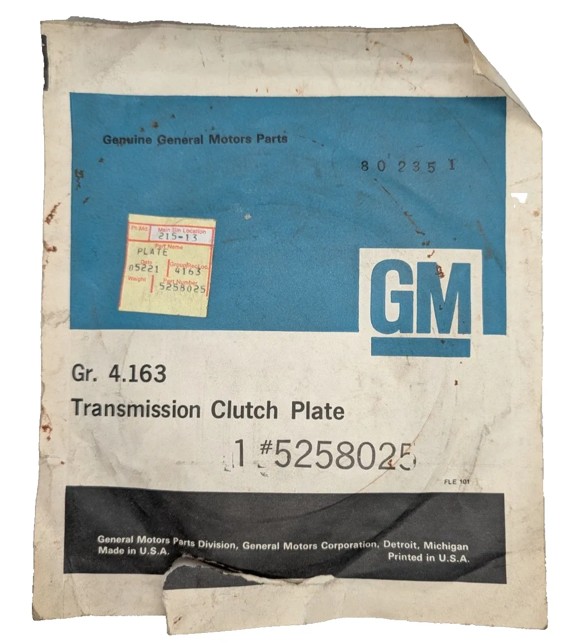 Genuine GM Clutch Friction Plate 5258025 — Chevrolet / GMC