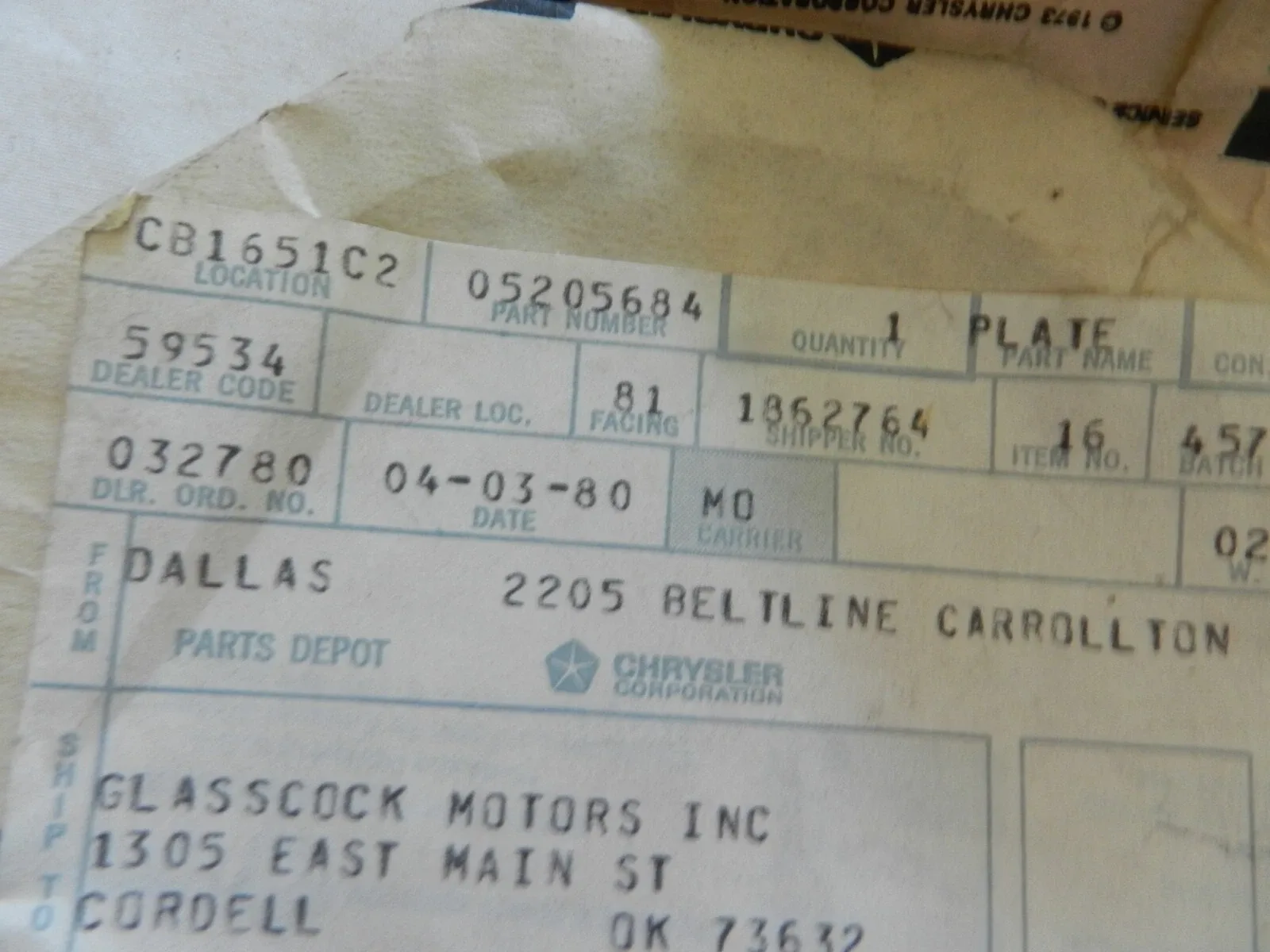 NOS Mopar Front Clutch Reaction Plate  '78-'80 "A404" Auto - P/N 5205684 image 2