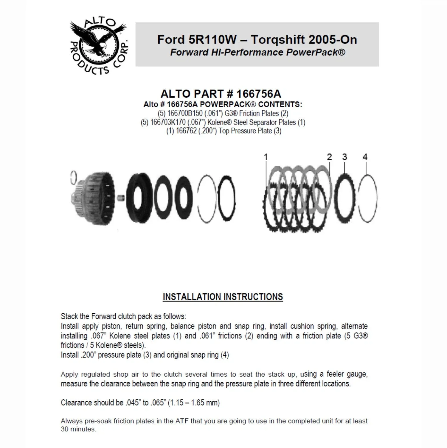 2005-on Ford 5R110W Forward Clutch PowerPack Alto G3 166756A image 2