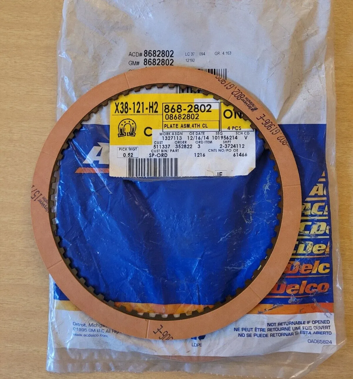 ACDelco / GM Genuine Parts Clutch Plate 8682802 (Set of 4) image 2