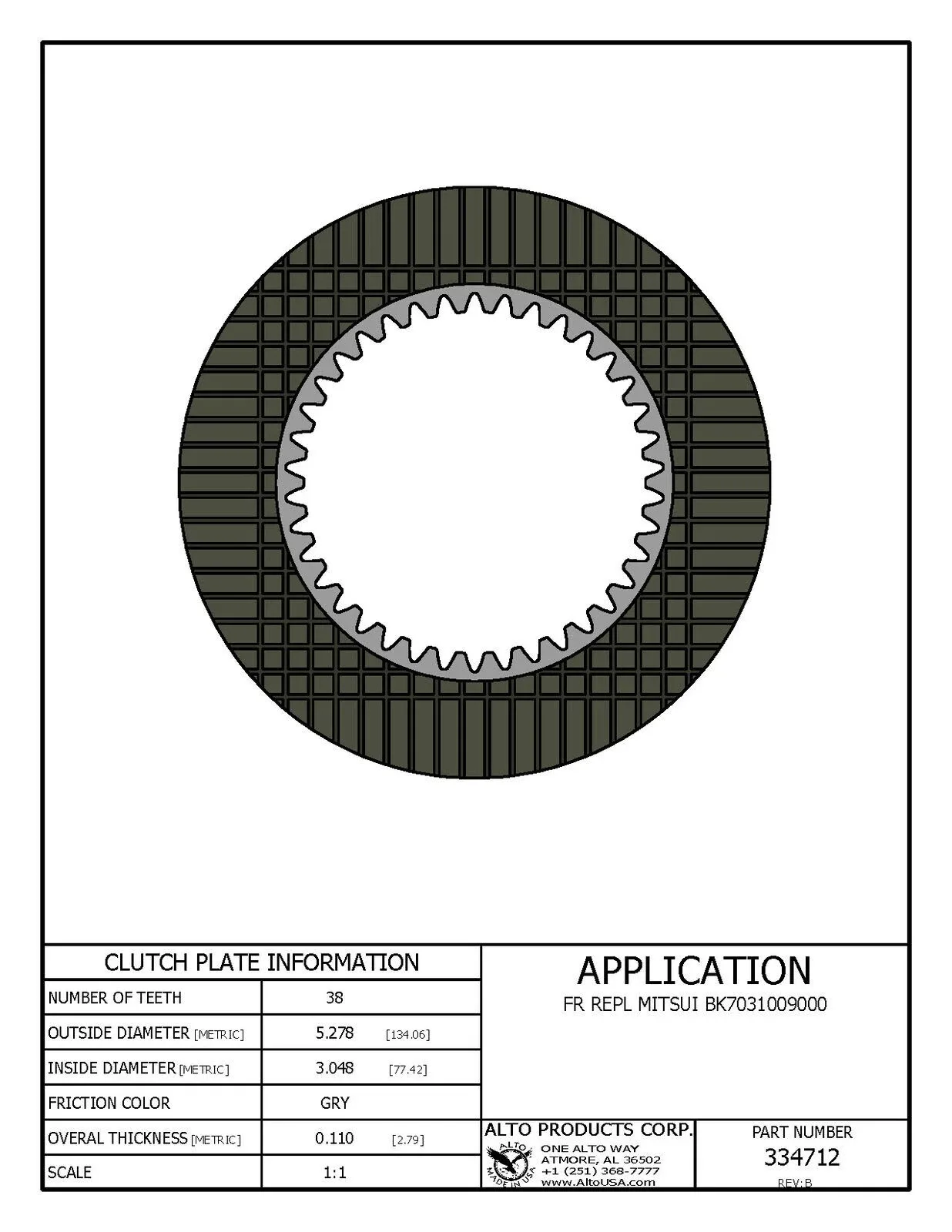 TCM Forklift Alto Friction Clutch Plate MPN 334712 (Qty 3) image 3