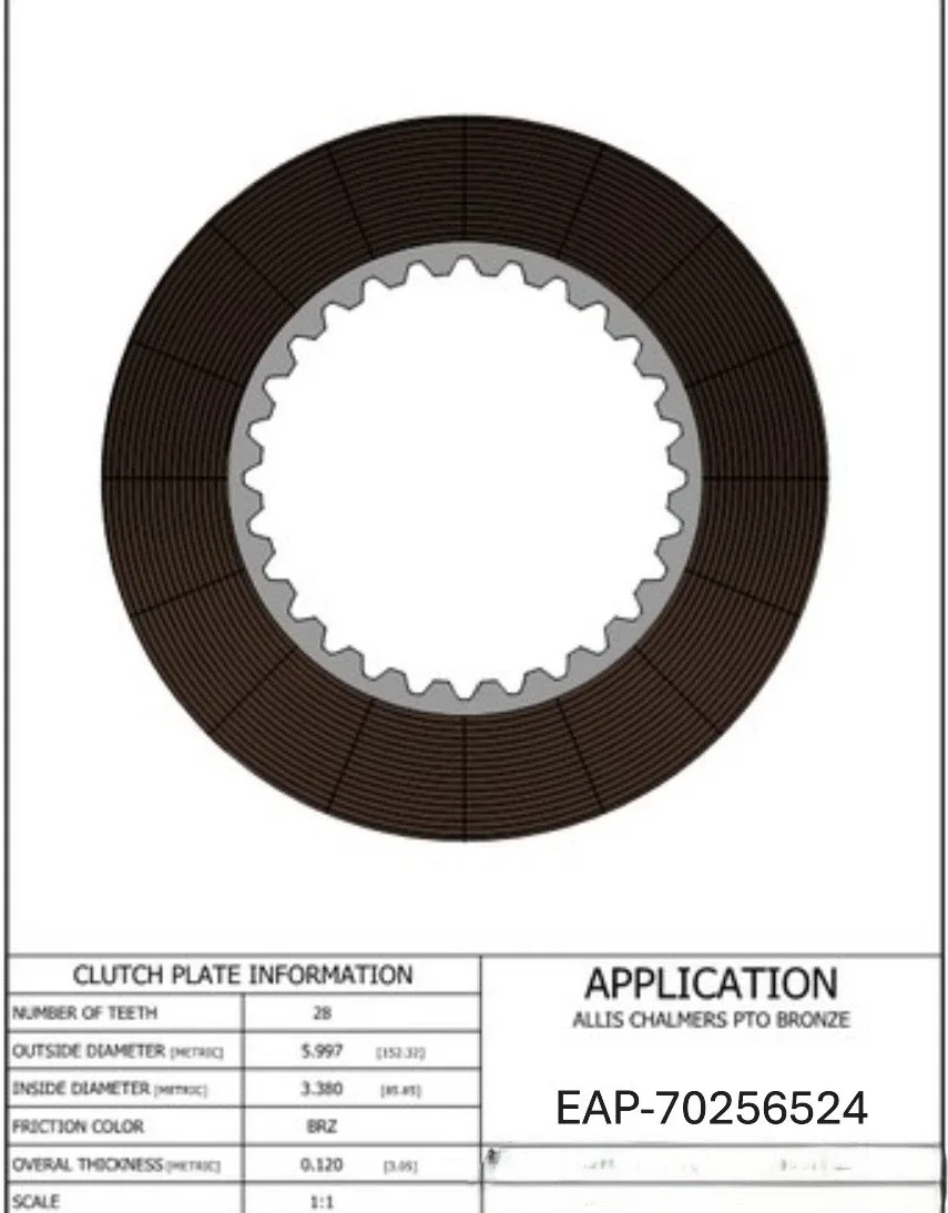 Allis Chalmers 180/185/190 PTO Friction Clutch EAP-70256524 image 2