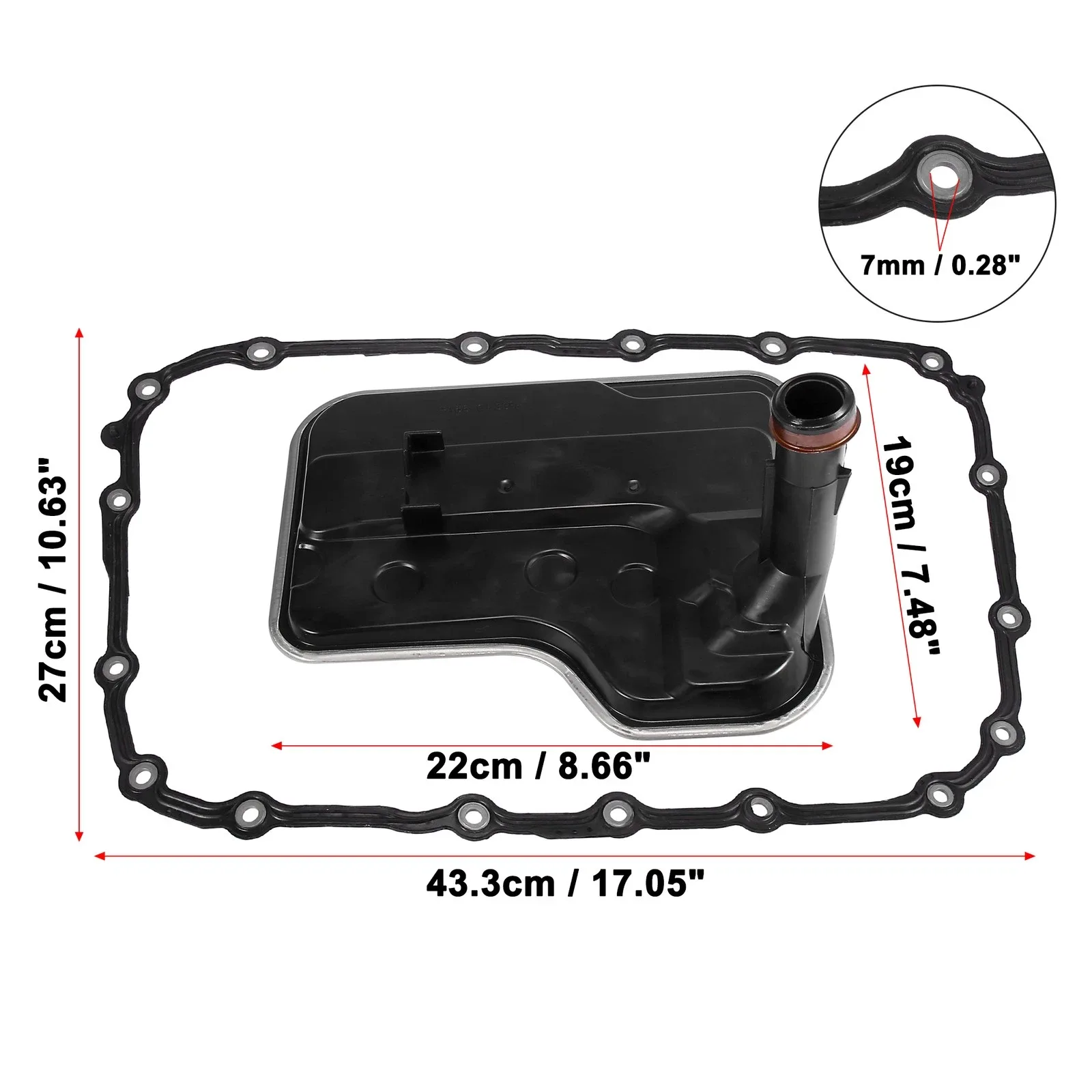 Pack of 1 For BMW X3 Car Transmission Filter Oil Pan Gasket Set 24117593565 image 3