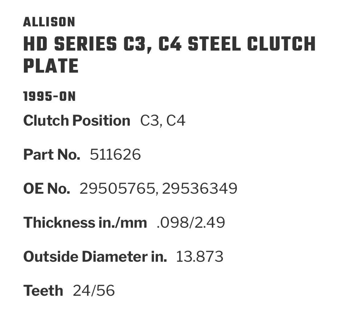 1995–Present Allison 4000 Series Steel Clutch Plate Raybestos 511626