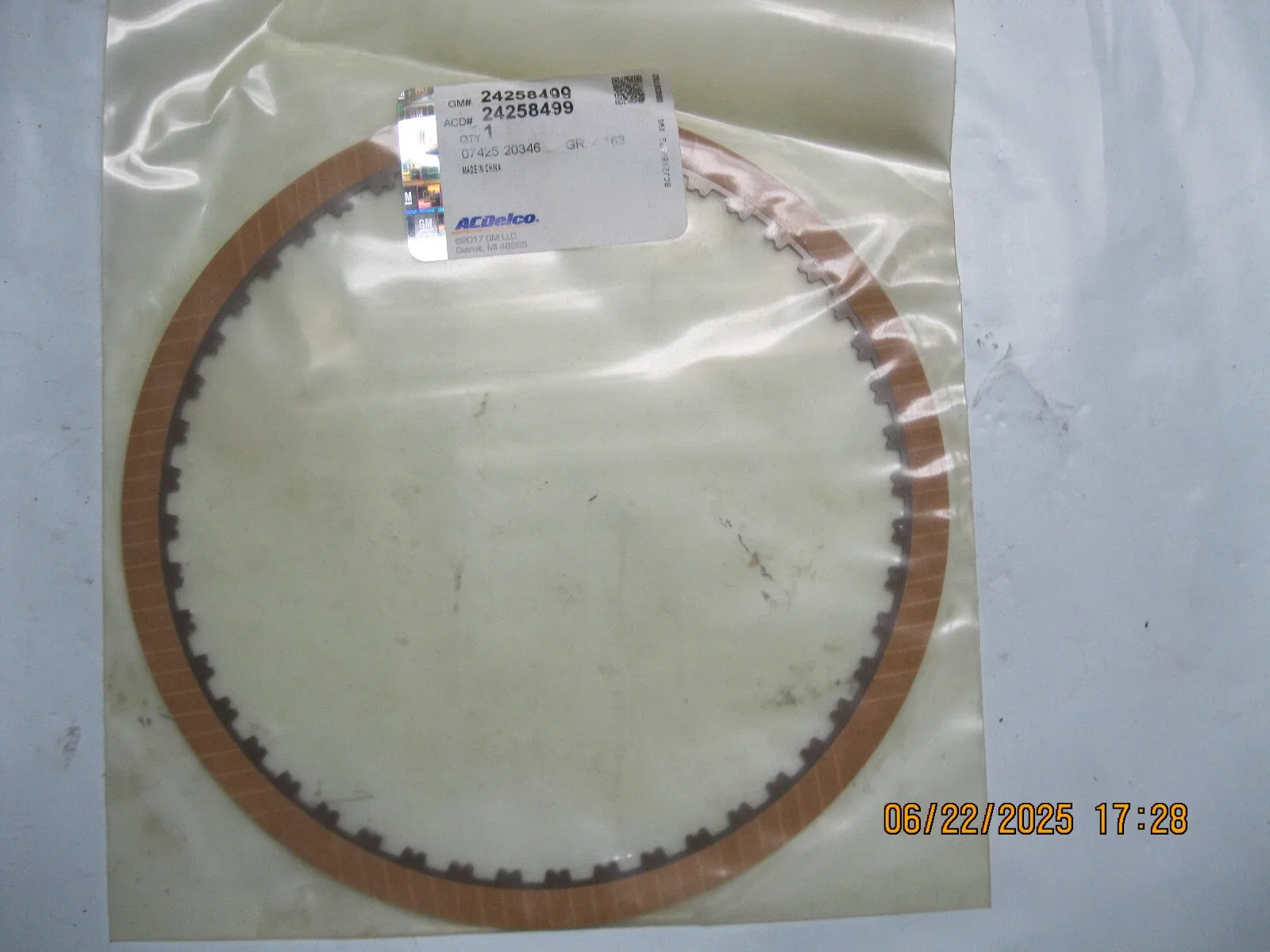 ACDelco 24258499 Automatic Transmission Waved Clutch Plate