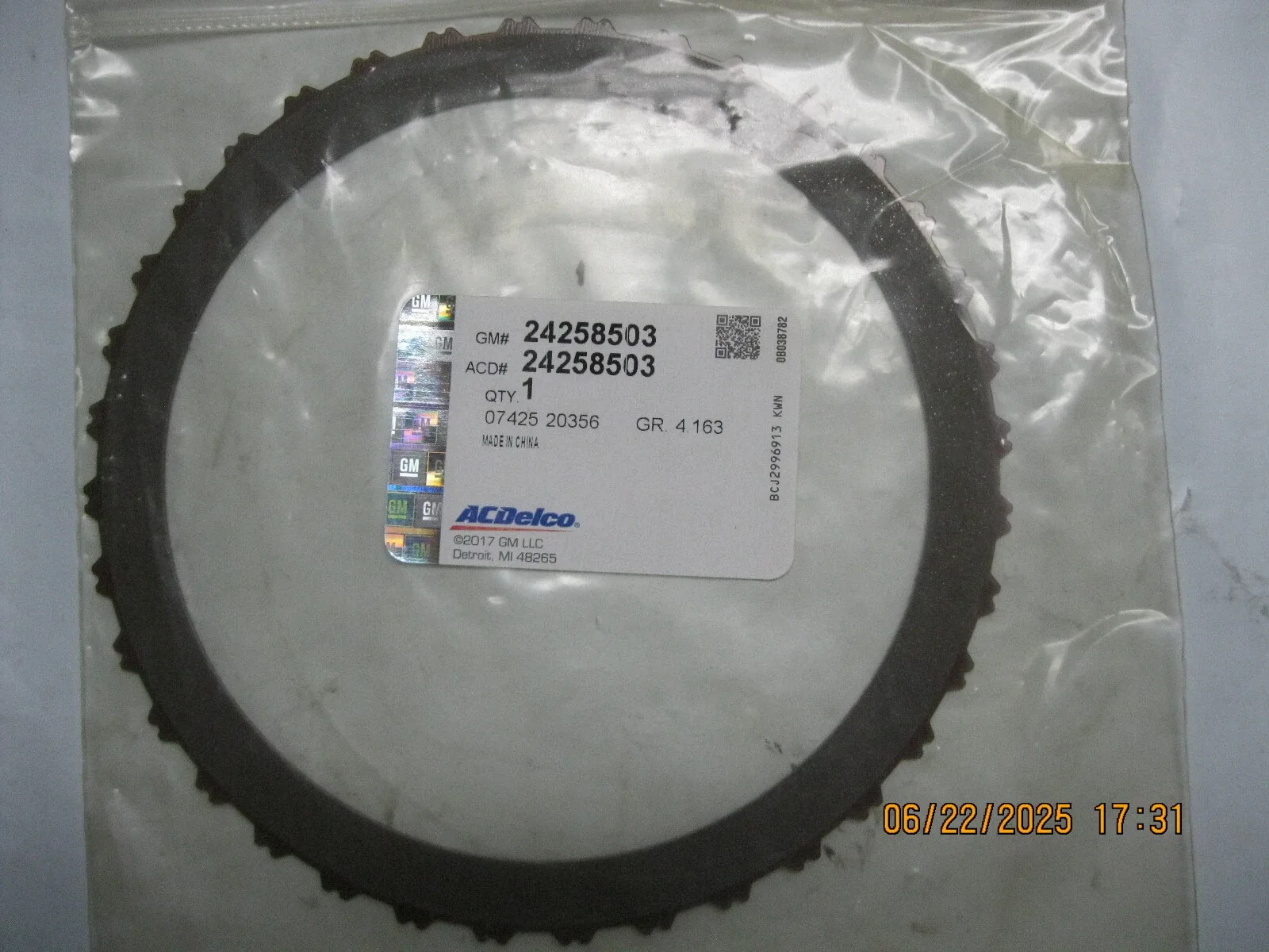 ACDelco 24258503 Automatic Transmission Clutch Plate