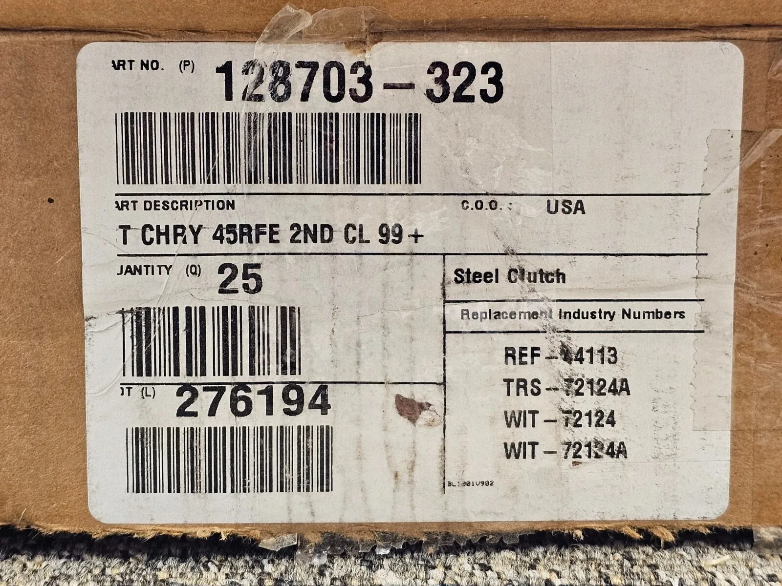1999-2011 Dodge/Jeep/Ram/Chrysler 45RFE Steel Clutch Plate MPN 128703-323 (QTY 25) image 2