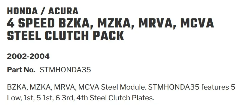 2002-2004 Honda Steel Plate Clutch Kit STMHONDA35 image 2