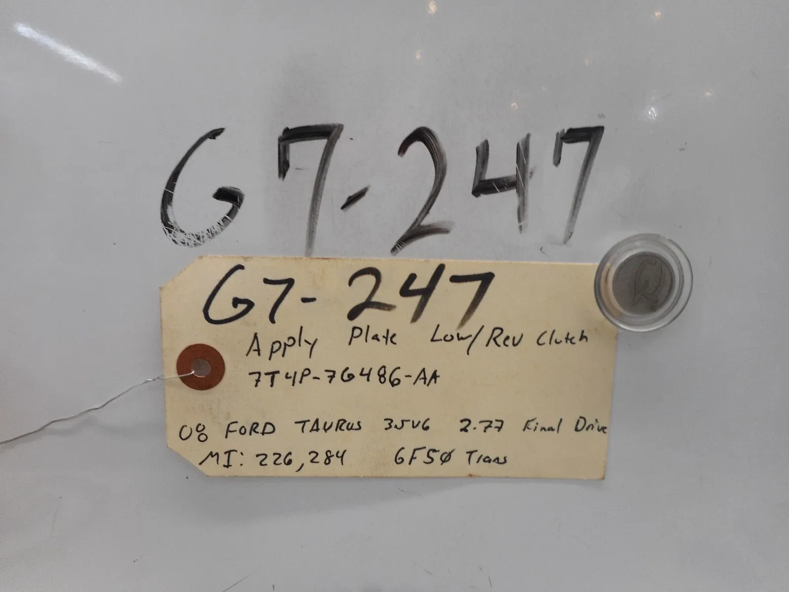 2008 Ford Taurus Apply Plate Low/Reverse Clutch 7T4P-766486-AA