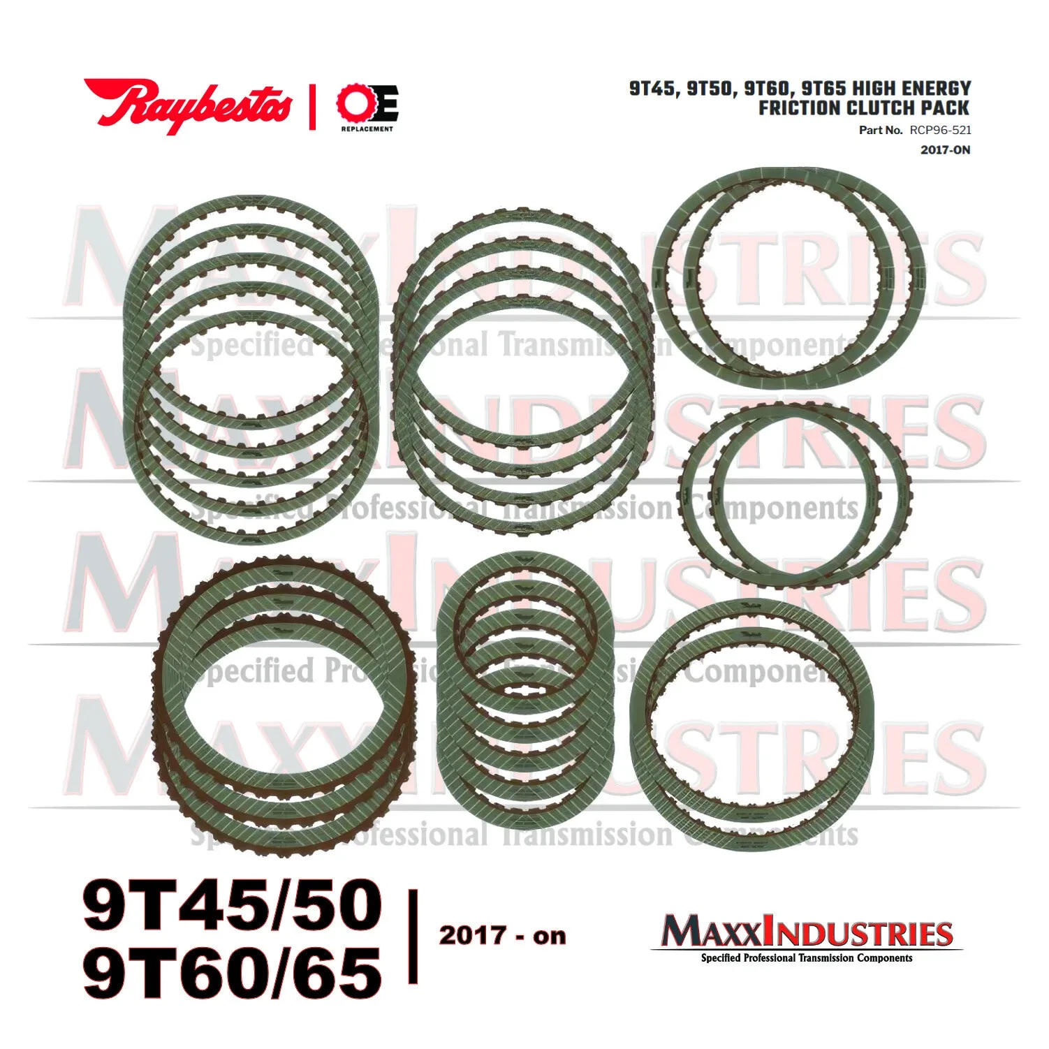 Raybestos RCP96-521 Friction Clutch Kit for 9T40/9T50/9T60/9T65 Transmissions image 2