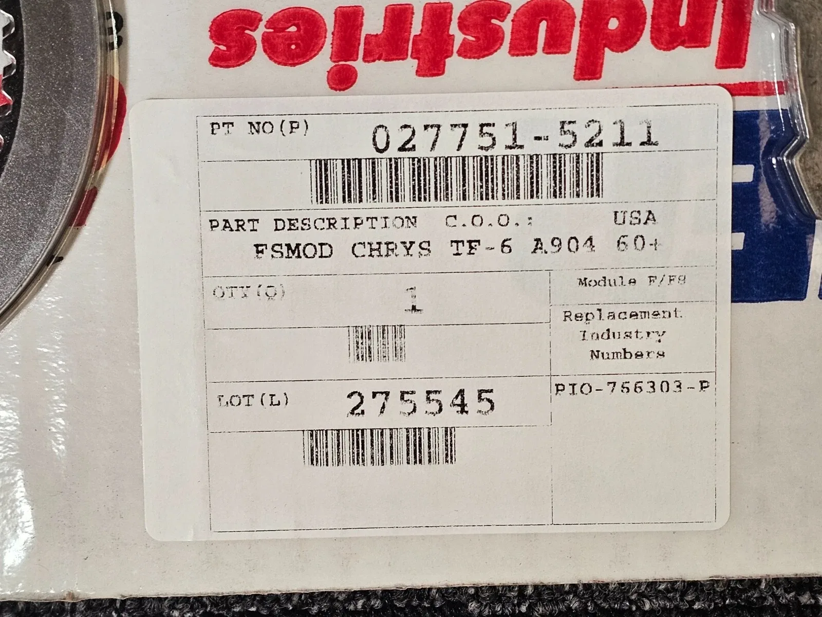 Pioneer 027751-5211 Auto Transmission Clutch Plate PIO-766303-PO image 2