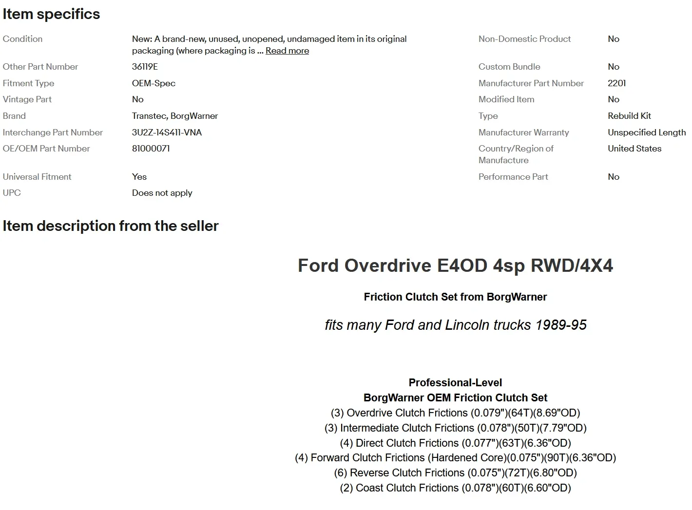 1989-1997 Ford E4OD Friction Clutch Kit BorgWarner B36119E image 3