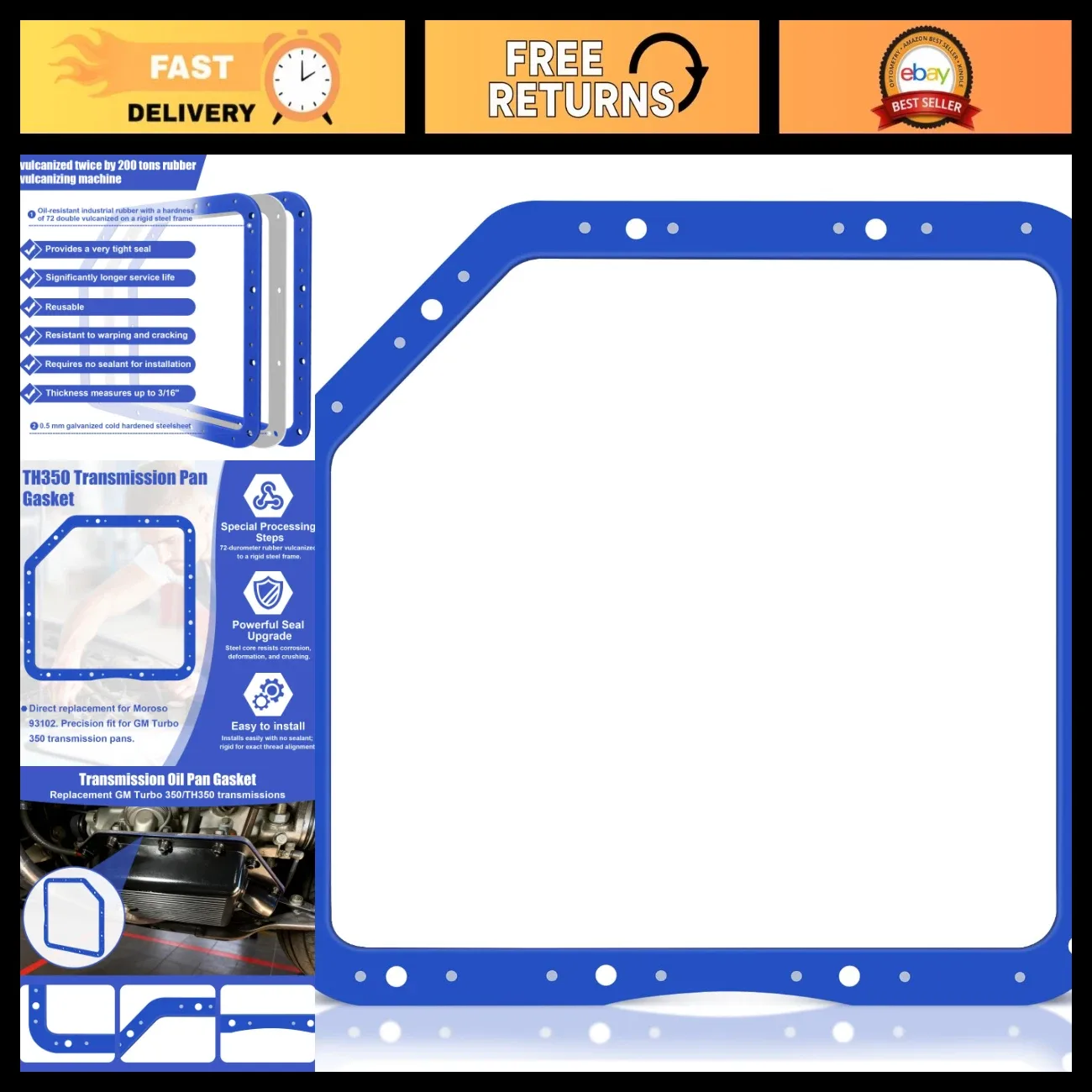 Turbo 350 Transmission Oil Pan Gasket for GM TH350, High-Quality Replacement Par