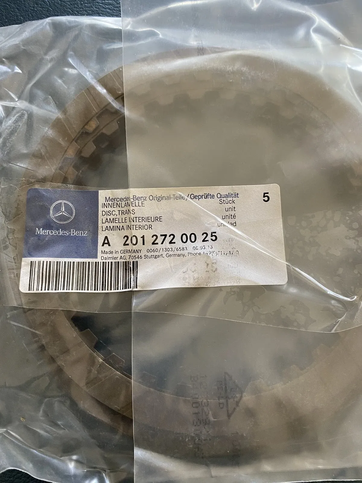 Mercedes-Benz Automatic Transmission Clutch Plate 201-272-00-25 image 2