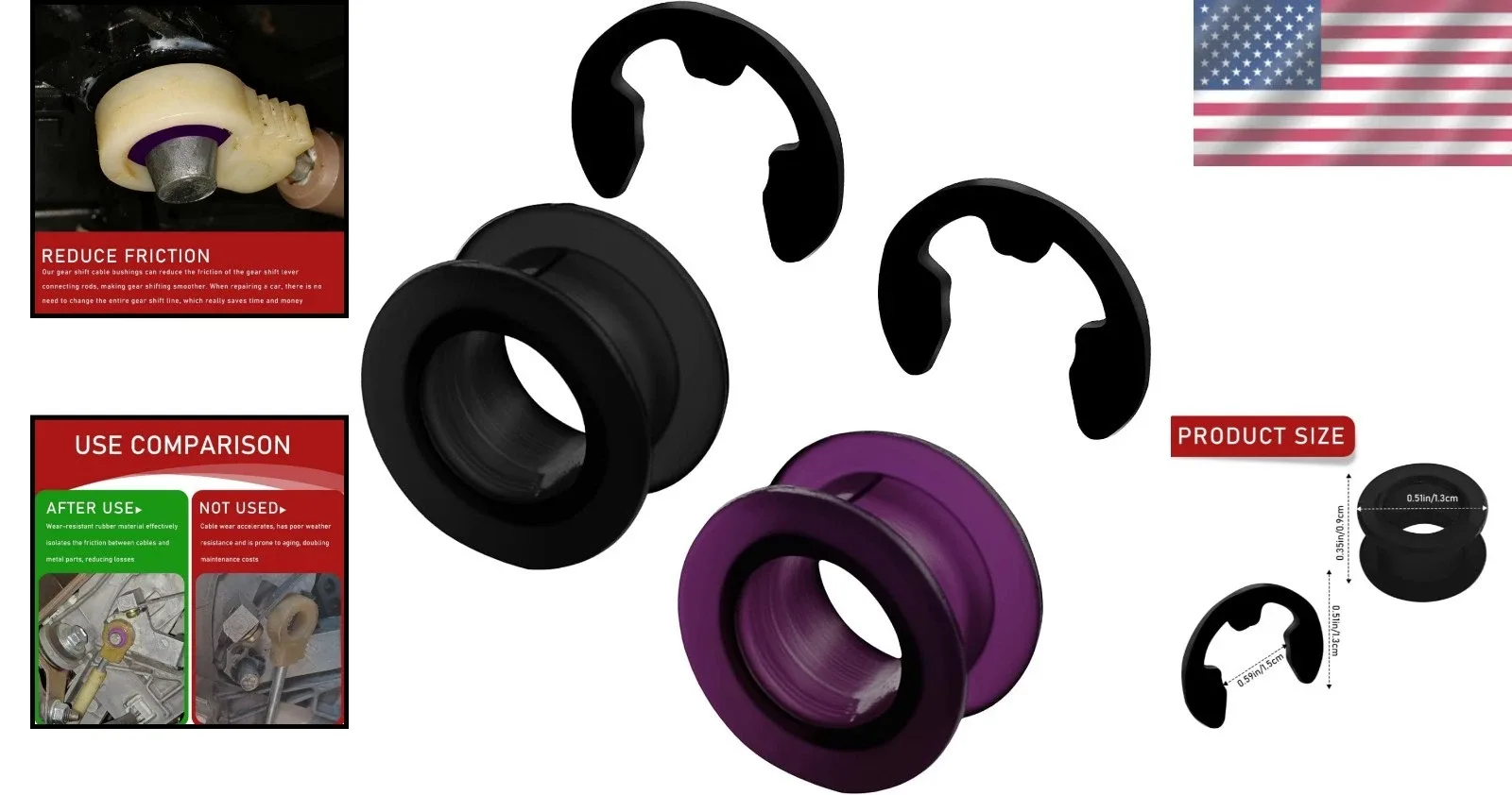 Shifter Cable Bushing Kit 33835-0800 — Purple & Black Repair Sleeves image 2