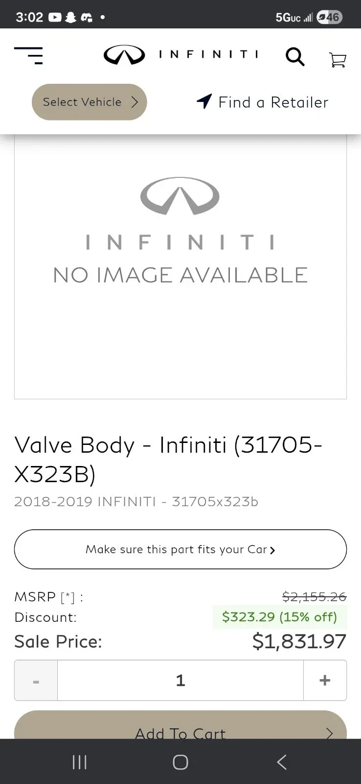 Infiniti Q50 Valve Body (RWD) OEM 31705-X323B image 4