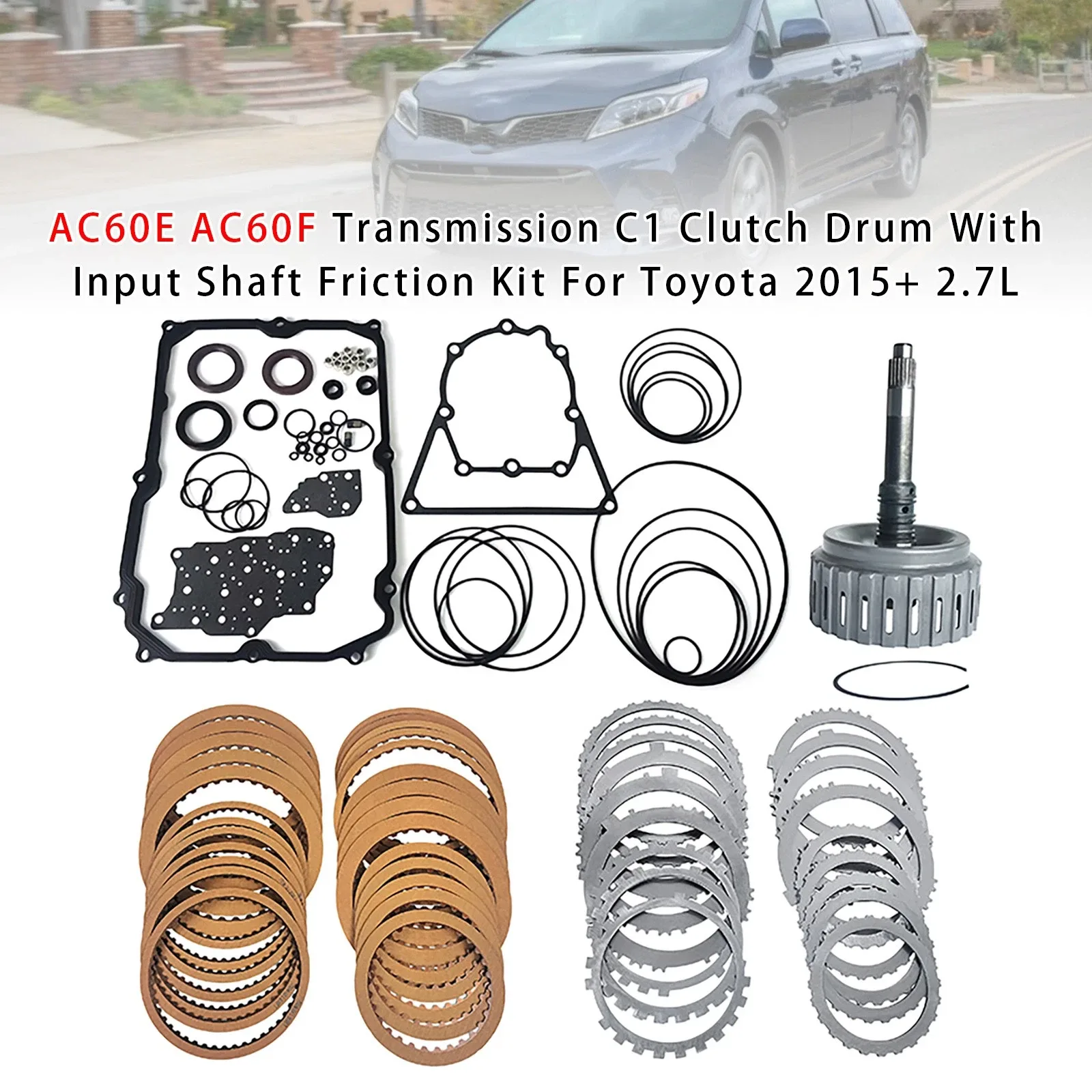 MadHornets AC60E/AC60F Input Shaft & C1 Clutch Drum Friction Kit for Toyota 2.7L