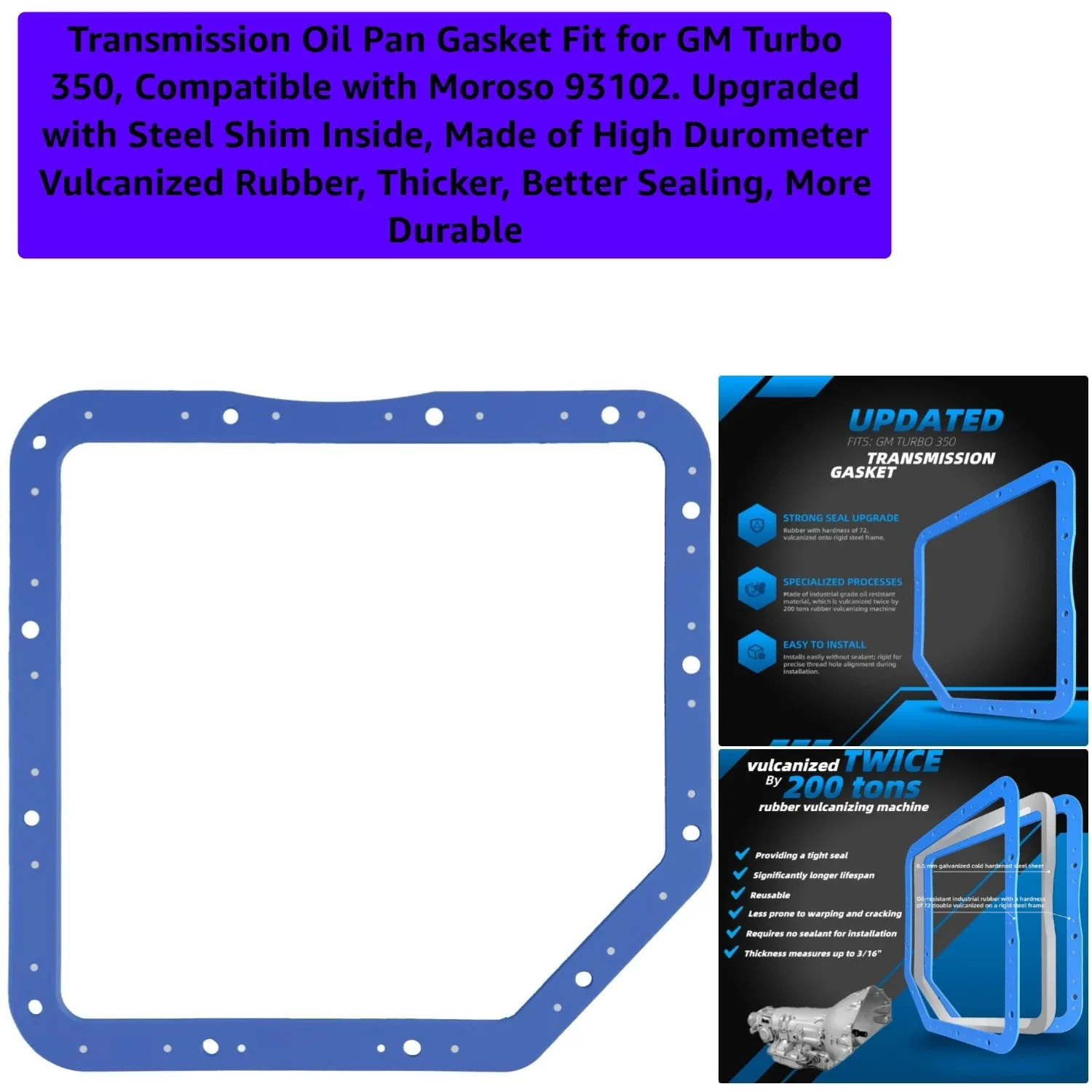 Transmission Oil Pan Gasket Fit for GM Turbo 350, Compatible with Moroso . Up...