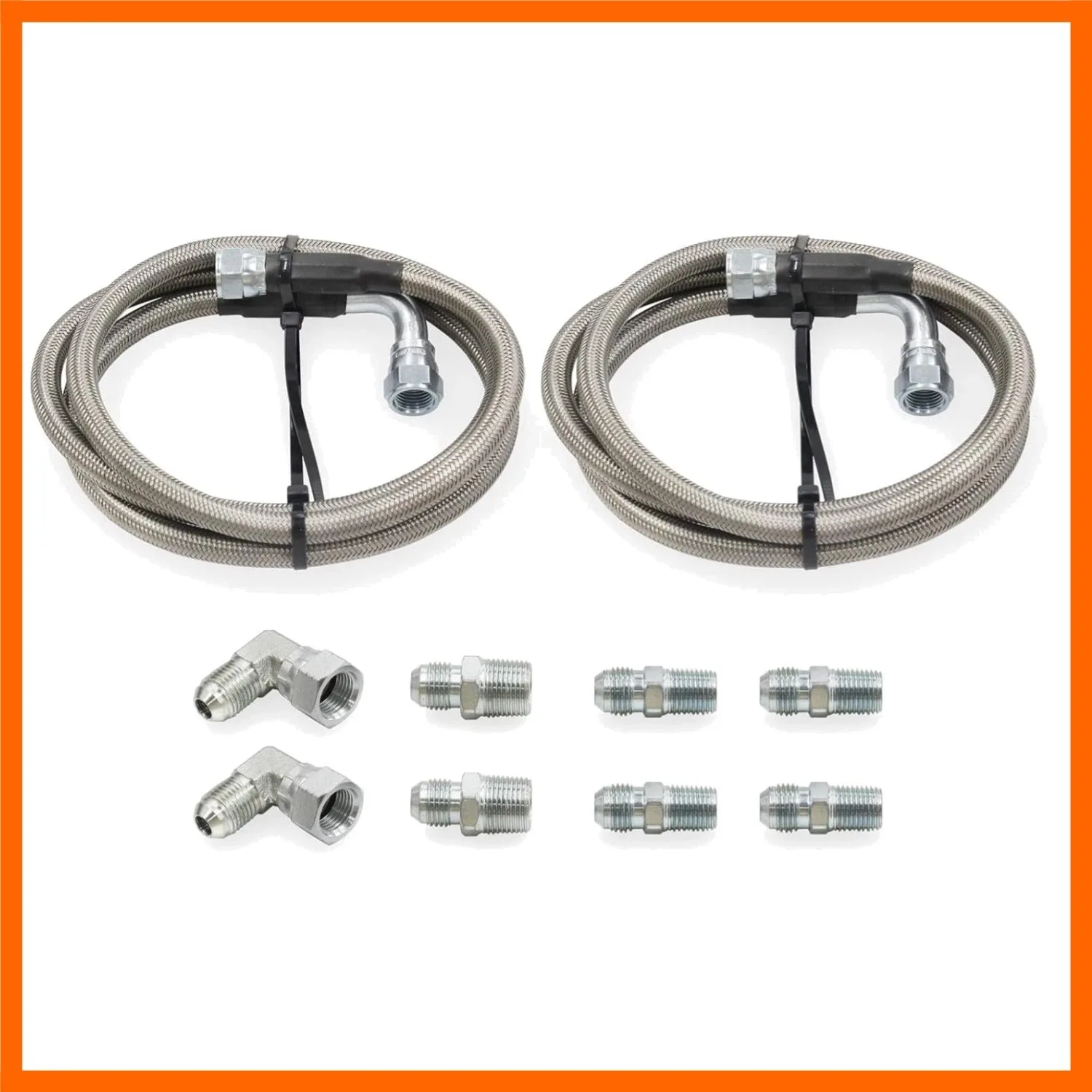 6AN Stainless Steel Braided Transmission Cooling Lines Kit - 52" Hoses (2-Pack)