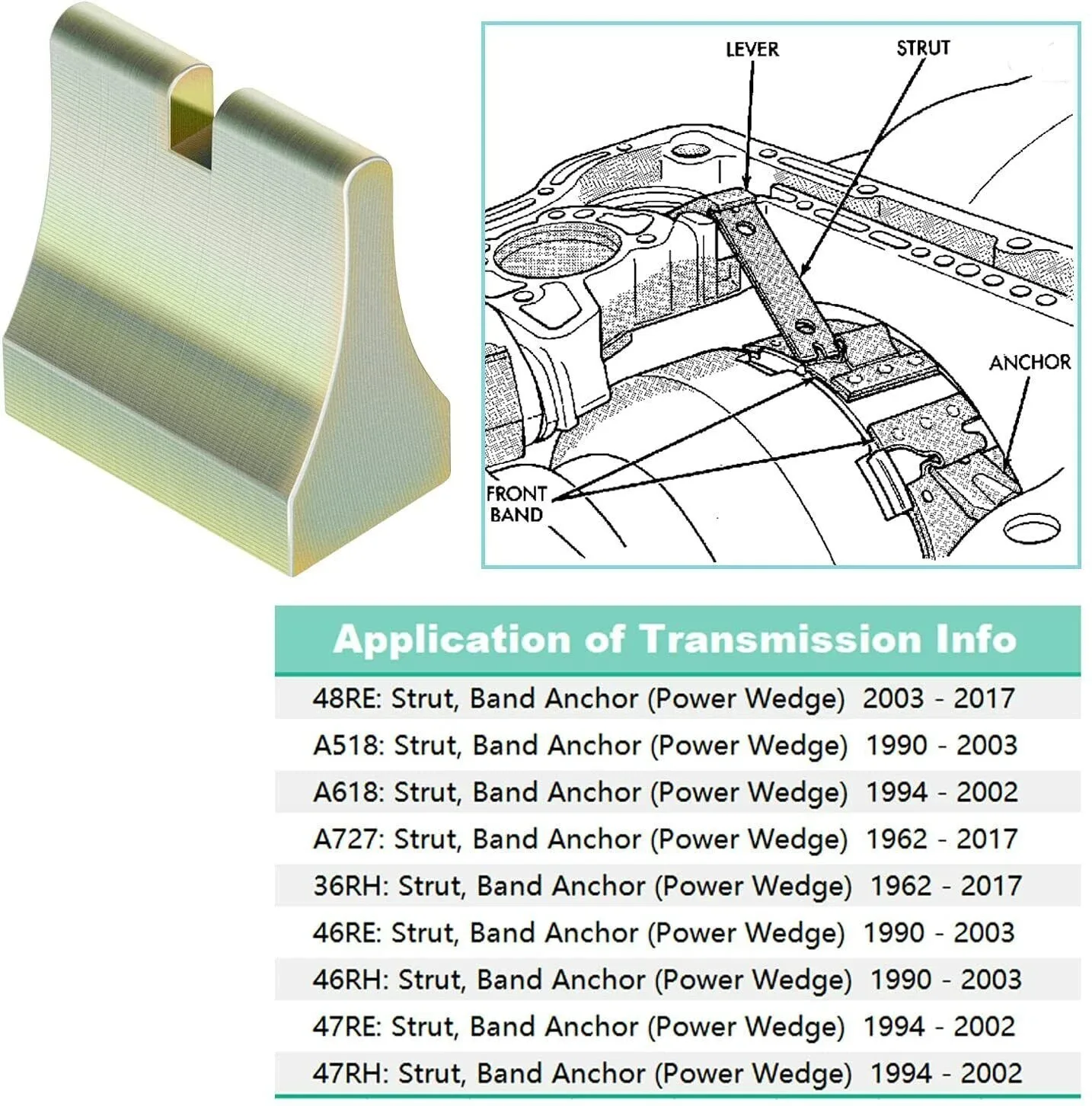 PW518AC Billet Band Anchor for 48RE A518/618/727 46RE 46RH 47RE Transmission image 4