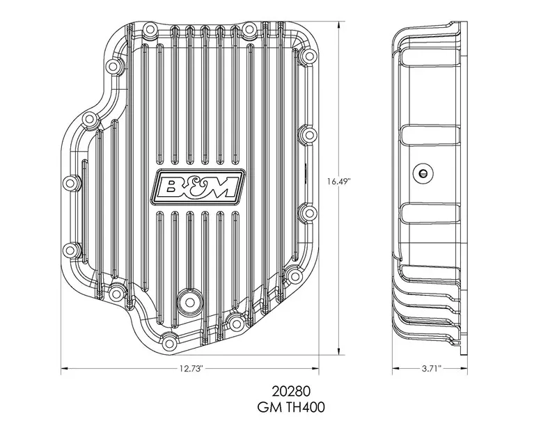 B and M 20280 Deep Aluminum TH400 Transmission Pan — Chevy 1965-1990, Buick 1968-1981, Pontiac 1968-1977 image 3