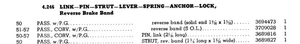 1950 Chevrolet Powerglide Reverse Brake Band Struts MPN 3689827 image 2