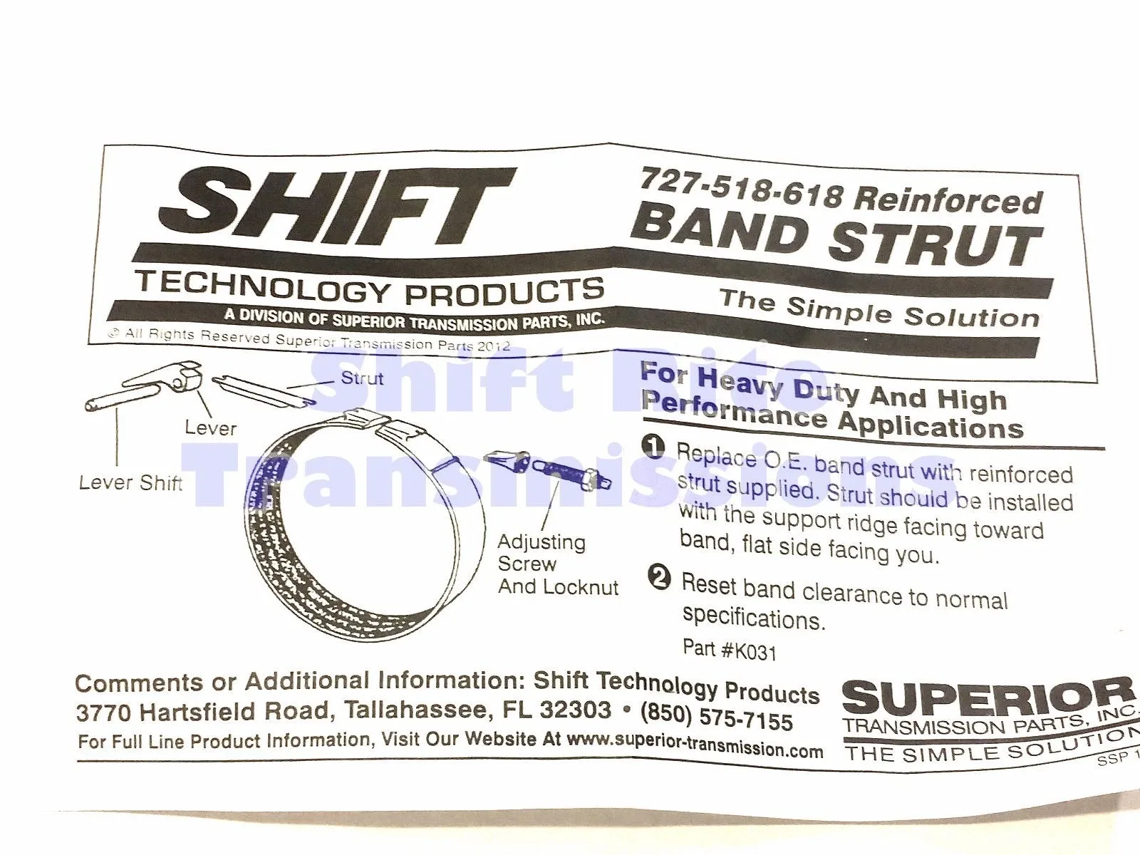 Shift Rite Heavy Duty Band Strut for A518/A618 (48RE/47RE/46RE/727) image 2