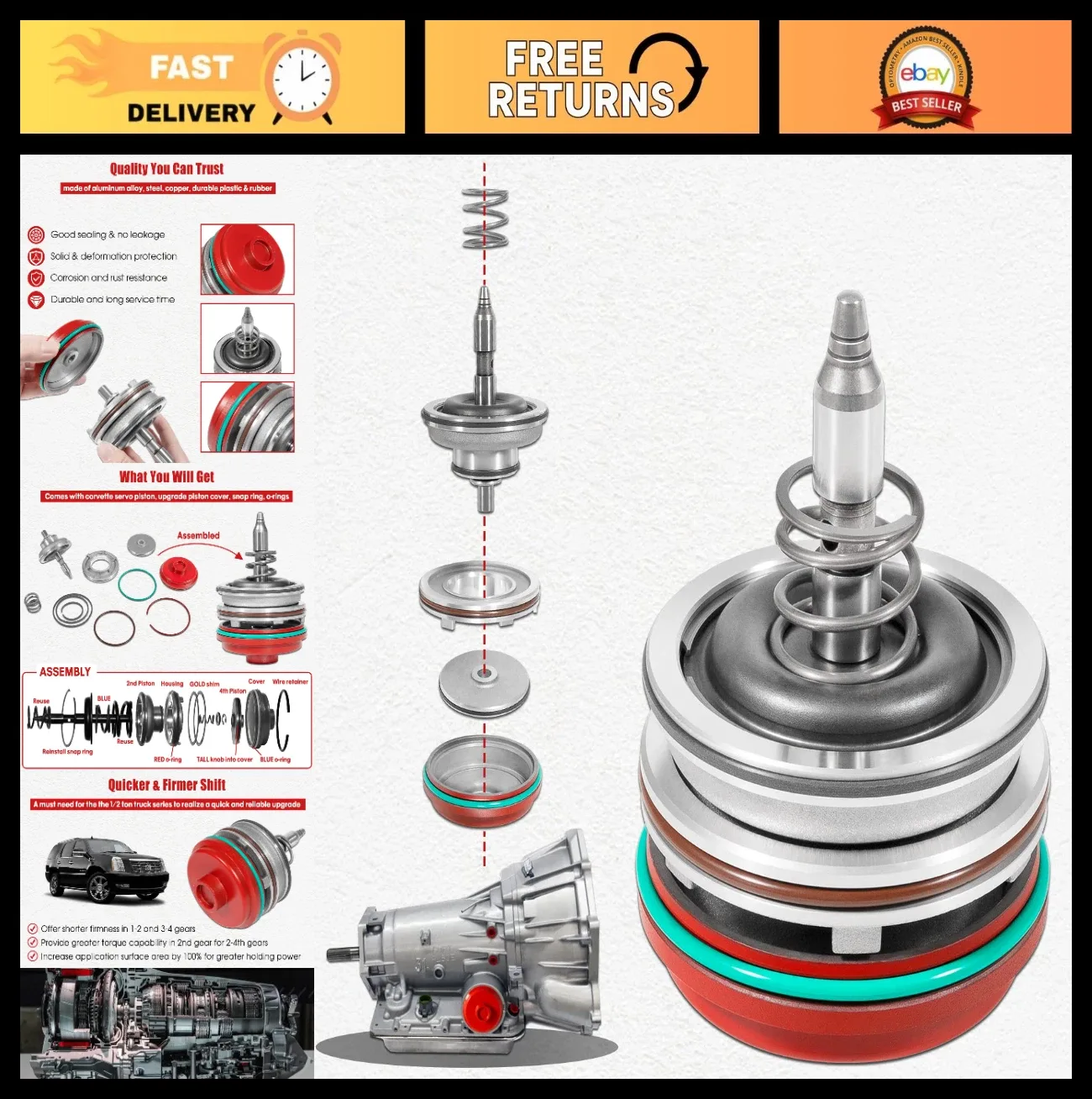 Servo Piston Assembly DC-700R4 for GM 700R4 / 4L60E / 4L65E / 4L70E