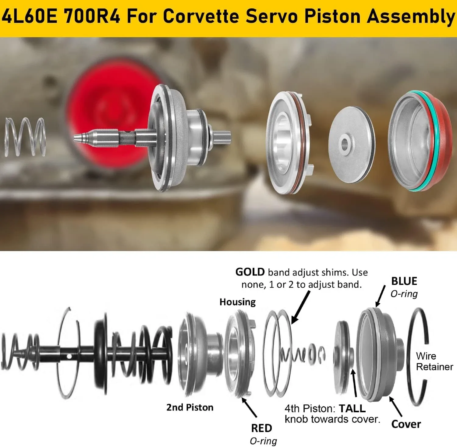 1982-2014 GM 700R4 / 4L60 / 4L60E / 4L65E Servo Piston Kit image 4