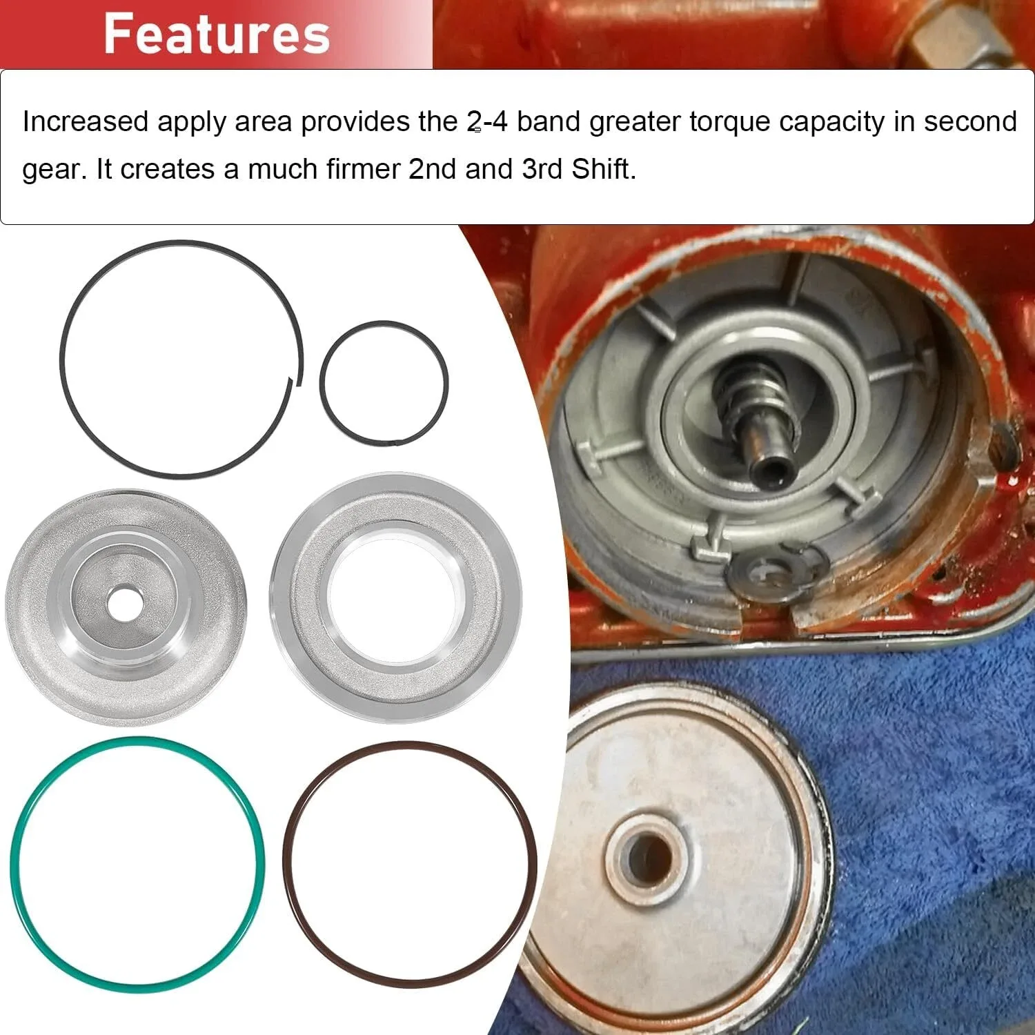 1982-On GM Corvette TH700-R4 / 4L60E Servo Piston Kit A2QP-1910 image 3