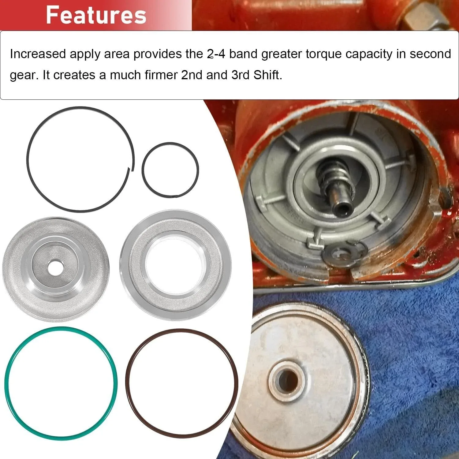 1982-On GM Corvette TH700-R4 / 4L60 / 4L60E / 4L65E Servo Piston Kit EGQP1910 image 4