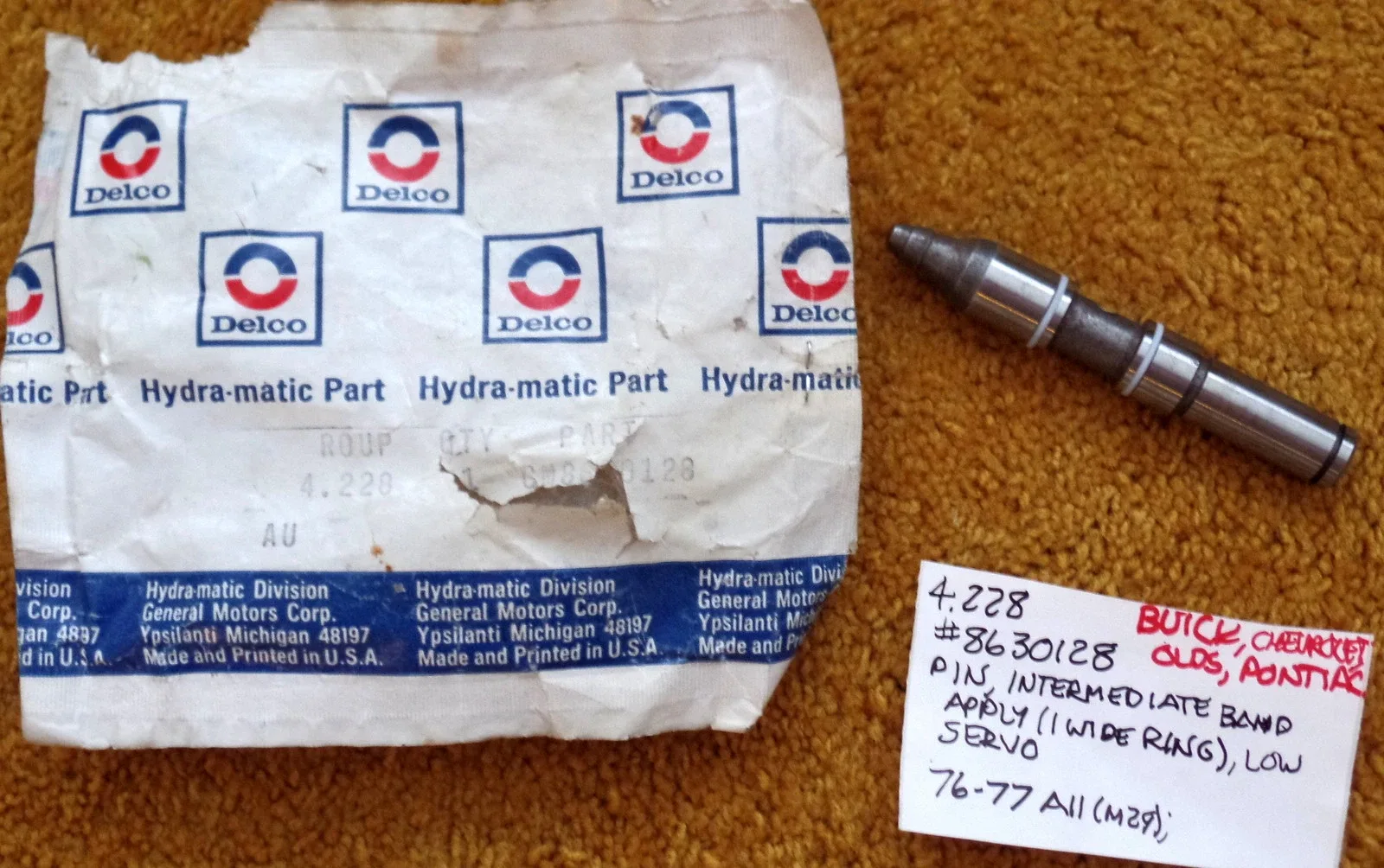 1976-77 GM Buick/Chevrolet/Olds/Pontiac Low Servo Intermediate Band Apply Pin MPN 8630128