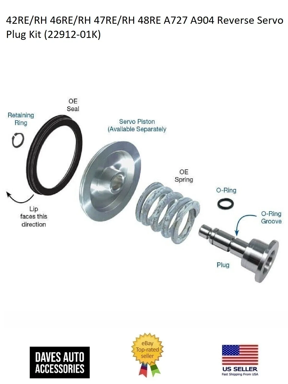 Reverse Servo Plug Kit 22912-01K for 42RE/46RE/47RE/48RE/A727/A904