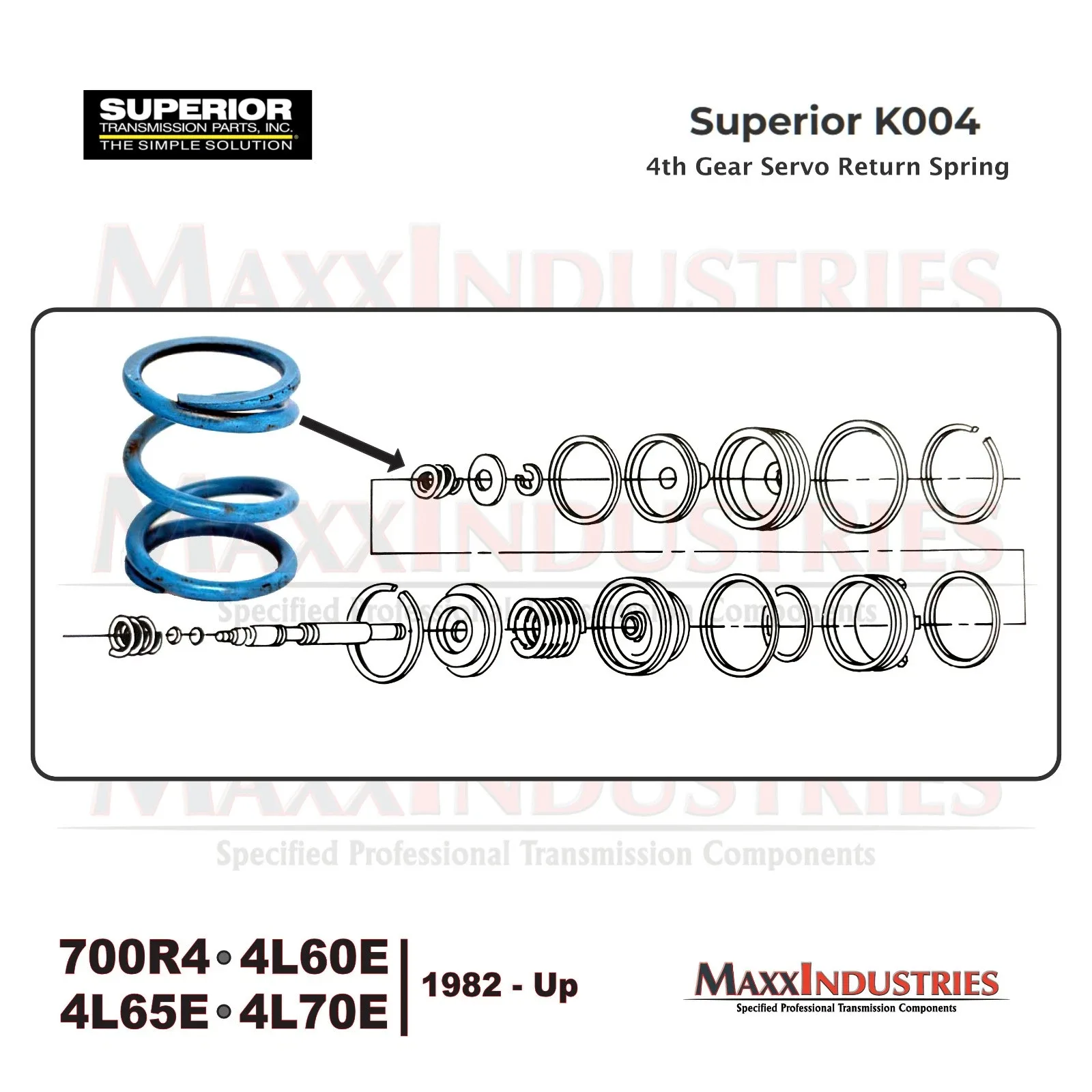 Superior K004 Blue Heavy-Duty Band Servo Return Spring for 700R4 / 4L60E / 4L65 / 4L70 image 3