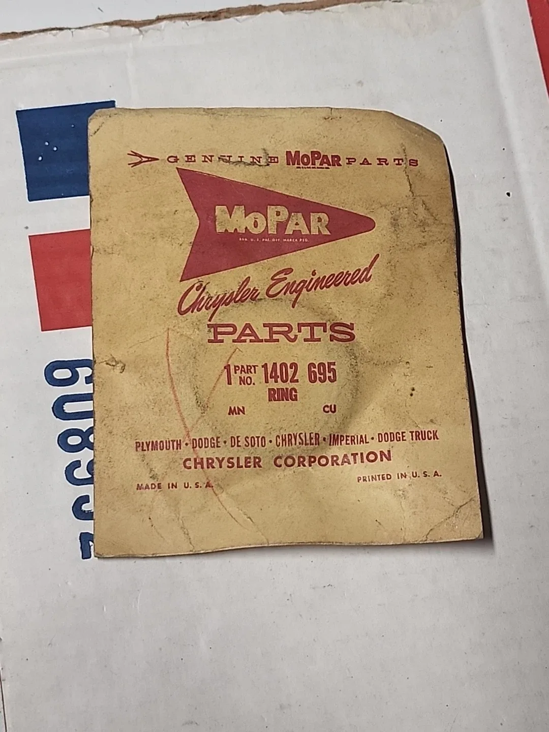1961 Plymouth Servo Ring (Kickdown Piston) Mopar 1402695